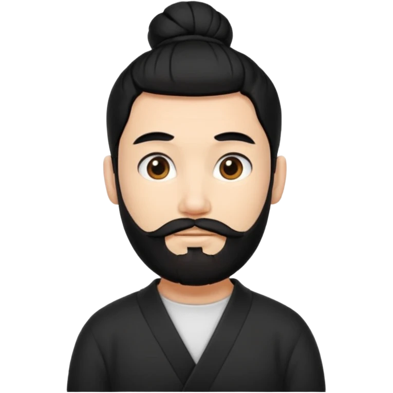 man with a beard and black hair tied in a bun emoji