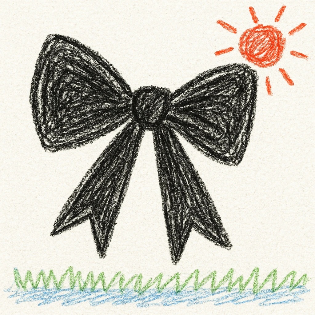 gothic bow in children doodle style emoji