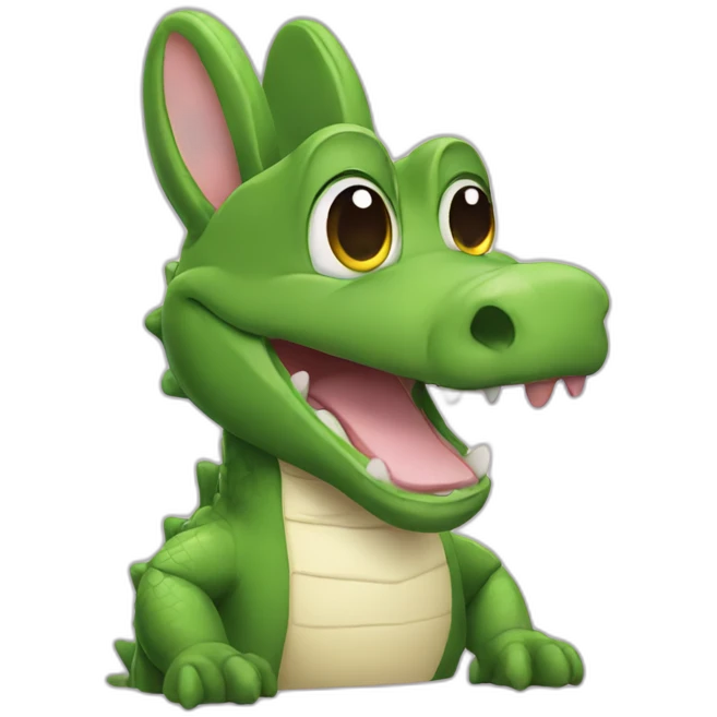 alligator with a face of a bunny and bunny ears emoji