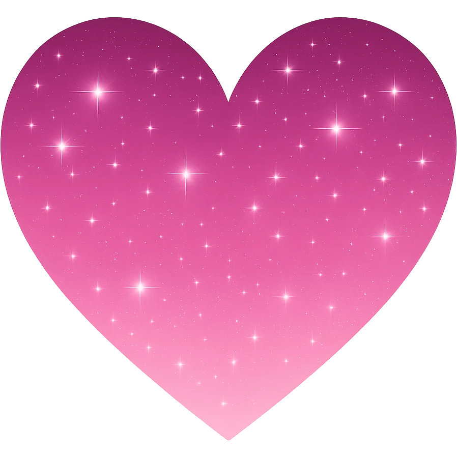 Modify the heart with a night sky gradient to pink night theme with a pink gradient, more stars, and a soft glow. Remove the background entirely  emoji