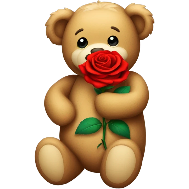 Teddy bear holding a red rose emoji