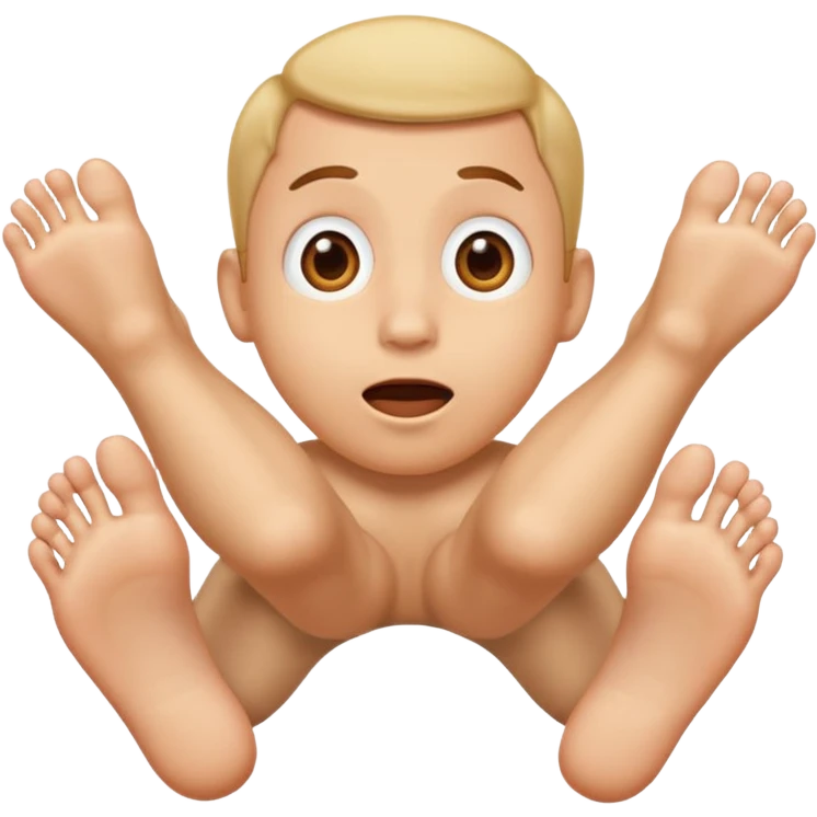 An emoji face that has his feet in the air behind him emoji