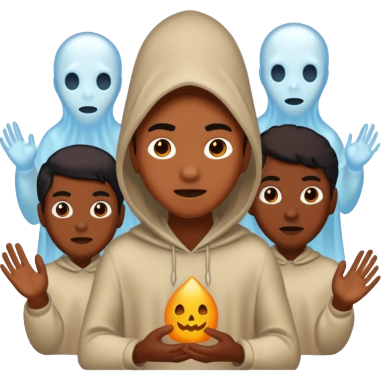 4 ghosts hunting a black person emoji