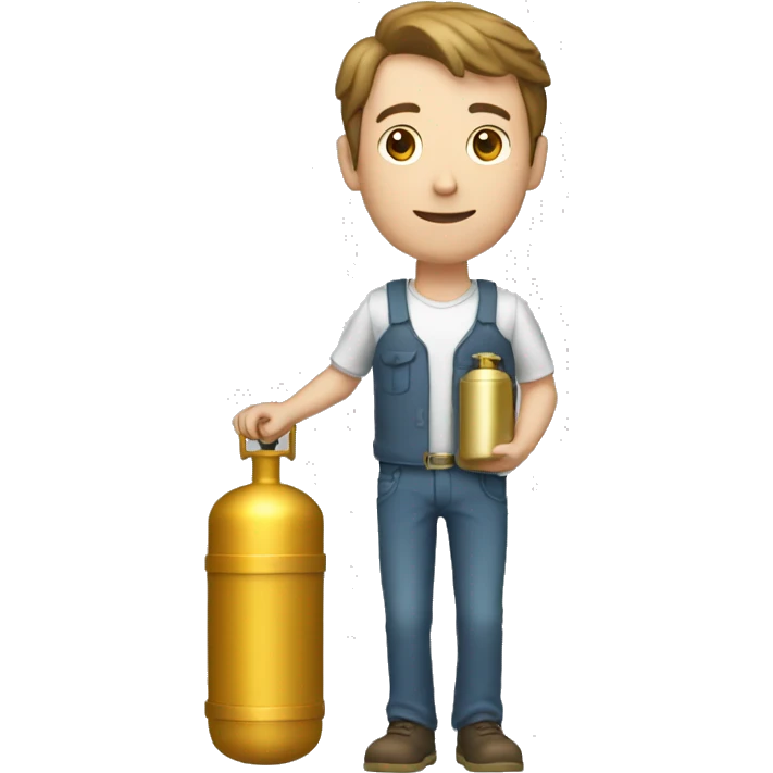 thin, white man, 1.71 tall, holding a gold gas cylinder emoji