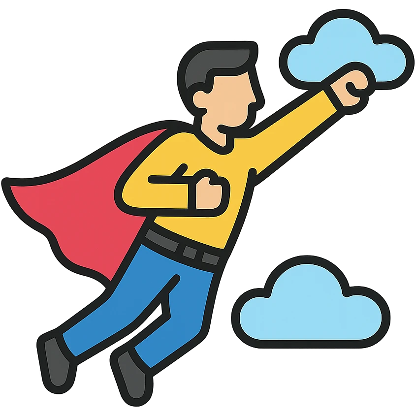 man flying in the clouds, colored icon emoji