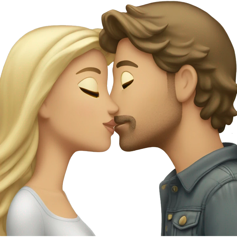 Brunette kissing her blond boyfriend emoji