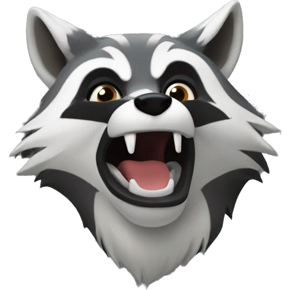 Howling raccoon head emoji