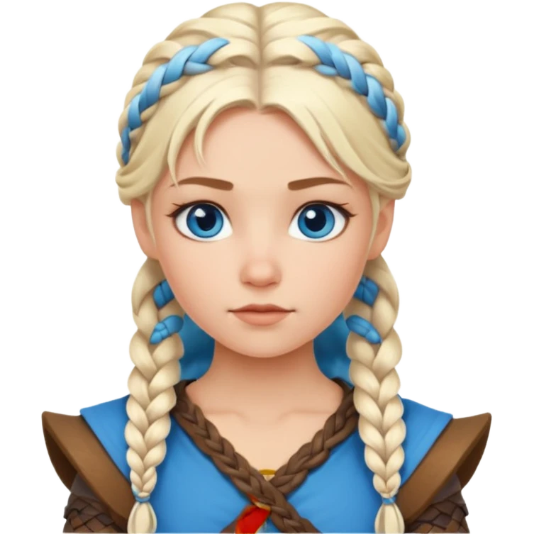 Viking platinum blonde girl with braid and blue eyes. emoji