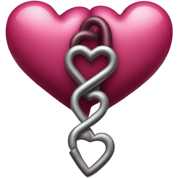 Two interconnected heart locks pink and burgundy  emoji