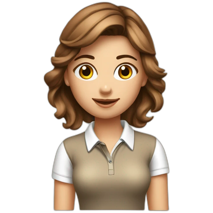 Golf swing beautiful girl head brown  emoji