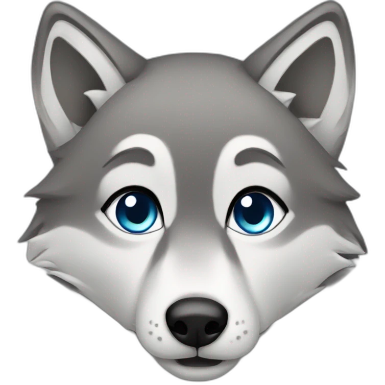 Female grey wolf blue eyes emoji