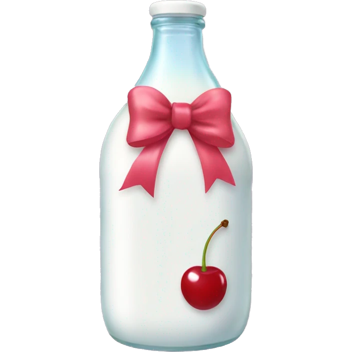 aesthetic milk bottle with cherry bow emoji