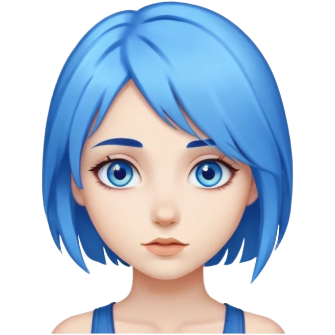 Girl with blue hair, blue eyes emoji