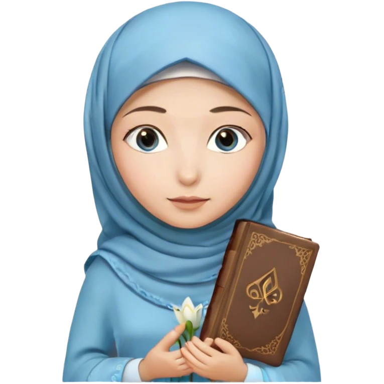 Turkish beautiful finish Konya girl blue eyes with hijab and lily dress have Quran  emoji