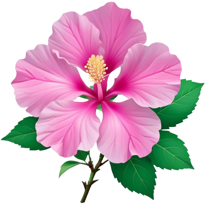 Cinematic Realistic image of a Mugunghwa flower (Rose of Sharon), rendered with delicate petal textures and vibrant pink hues, set against a minimalist background with gentle, diffused lighting that highlights its national significance emoji
