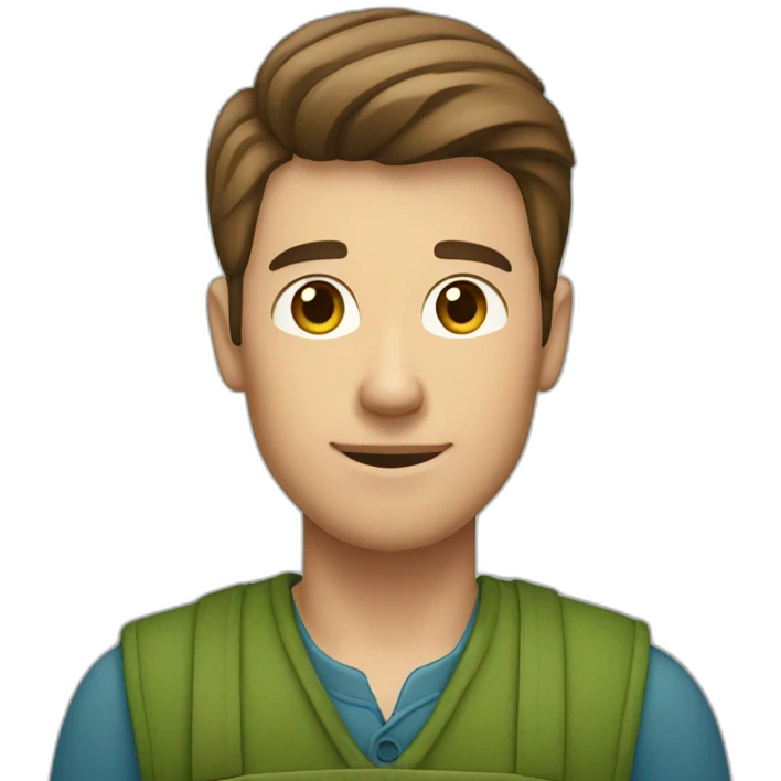 A male farmer, fair and clean-shaven(brown hair and hair between green and blue) emoji