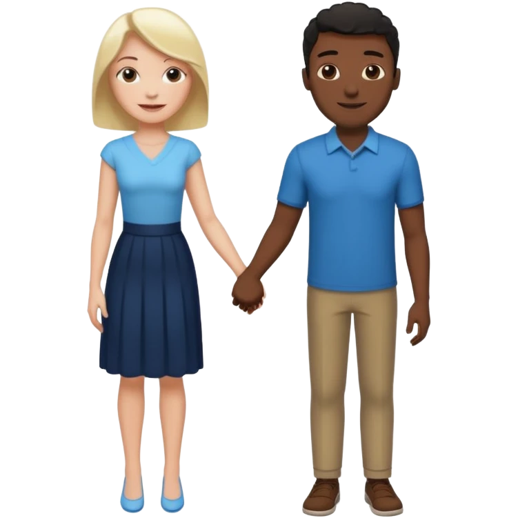 tall White English Woman and Black DC urban guy holding hands and in love emoji