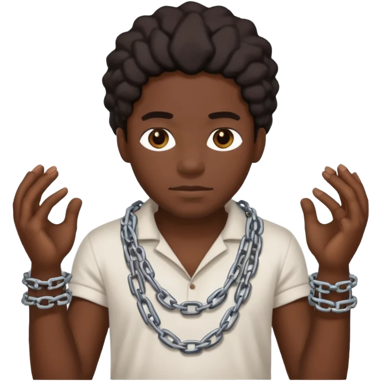 Black person with chains around his hands and cotton in his hands  emoji