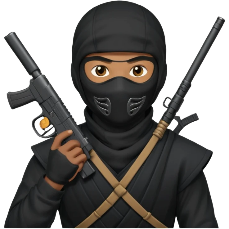A black male in a ninja mask with a gun emoji