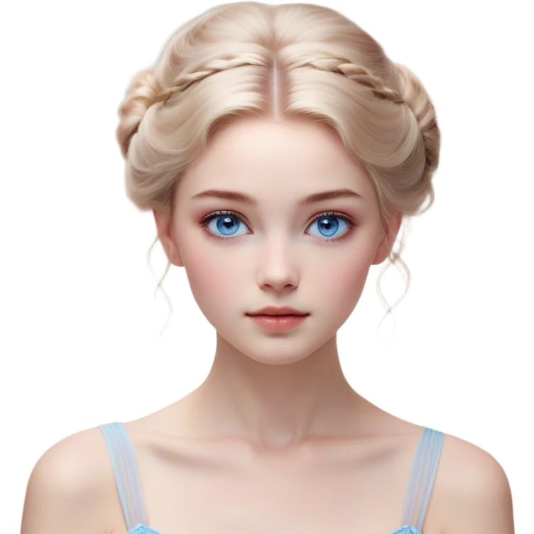 Cinematic Realistic Cinderella Portrait, depicted with lifelike skin texture, subtle rosy undertones, and soft natural lighting that enhances the gentle contours of her face. Her intricately detailed golden blonde hair is elegantly styled in an updo, with delicate wisps framing her face. Her deep, expressive blue eyes radiate warmth and sincerity, reflecting a quiet resilience and grace. She holds a glass slipper gently in one hand, her other hand resting gracefully at her side, emphasizing the timeless beauty of the moment. She is dressed in her iconic ball gown, the fabric shimmering with intricate embroidery and fine translucent layers that catch the light beautifully. The soft sheen of satin gloves adds a magical touch to her graceful pose. The portrait features an enchanting glow with a natural, luminous finish, seamlessly blending realism and fairytale charm to evoke a sense of depth, elegance, and timeless beauty. emoji