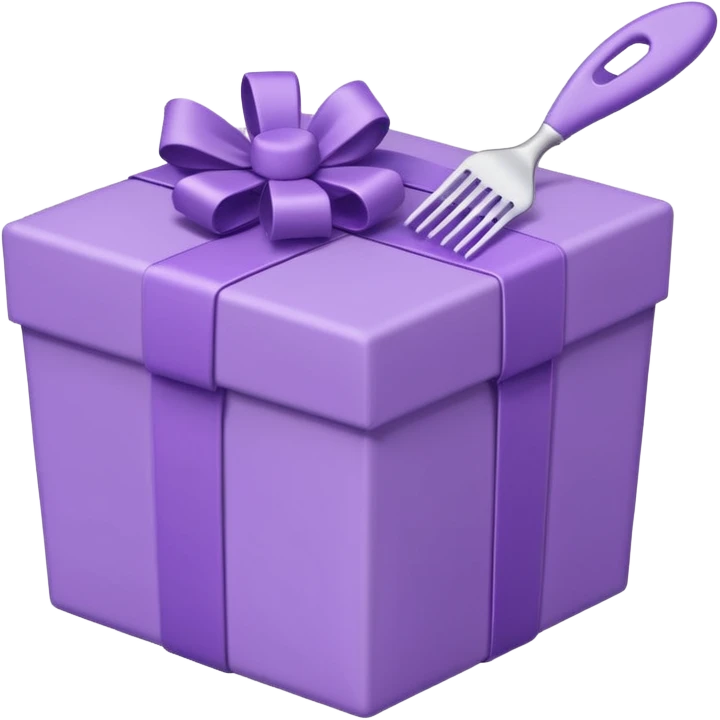 A cute emoji-style illustration of a purple gift box opened, with a comb inside the box. Soft pastel purple tones, simple shapes, rounded edges, clean lines, kawaii style, minimal details, bright and friendly expression, centered composition, transparent background, sticker emoji design emoji