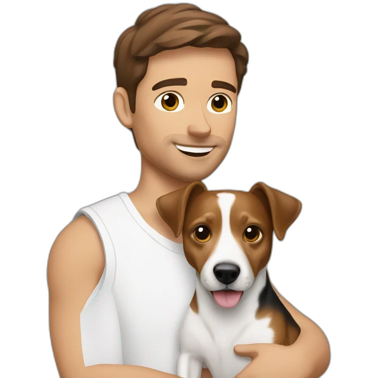 Brown haired Man with jack russell terrier dog emoji