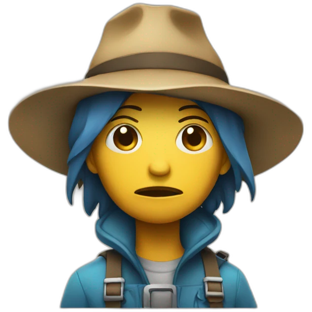 sad face with a explorer hat emoji