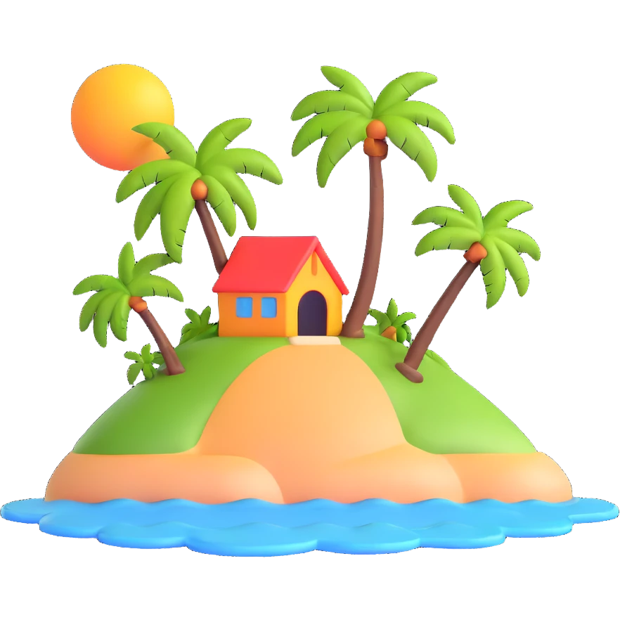 small tropical island with palm tree emoji