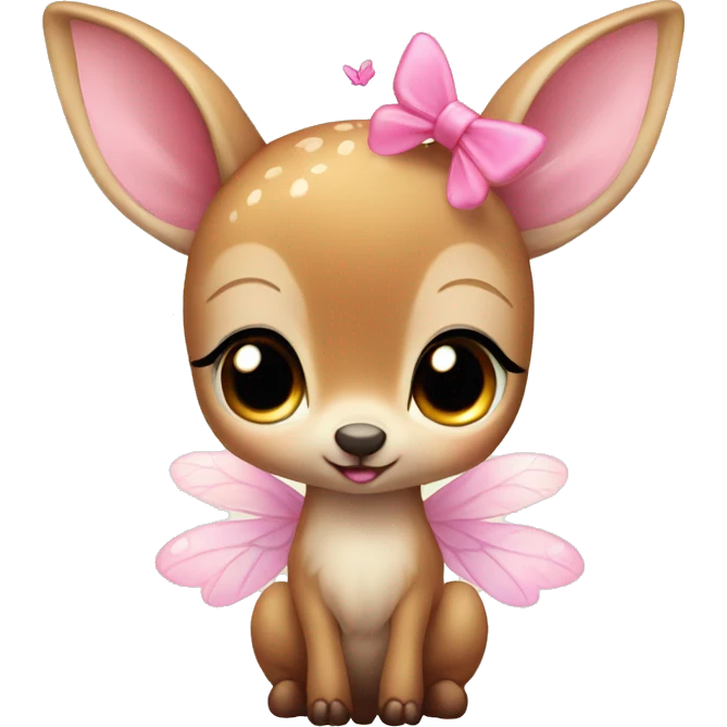 baby deer with fairy wings and a pink bow around its neck  emoji