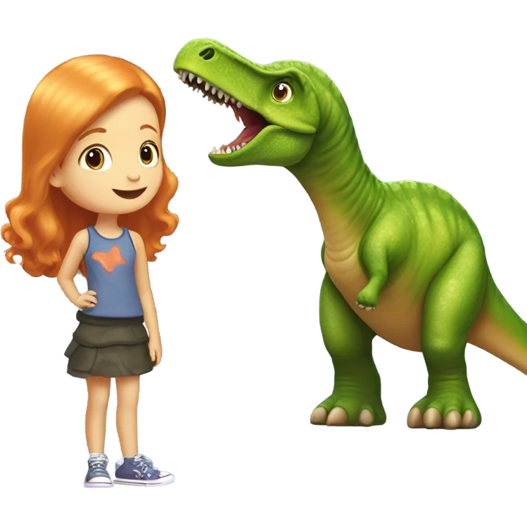 strawberry Blonde girl with Brachiosaurus emoji