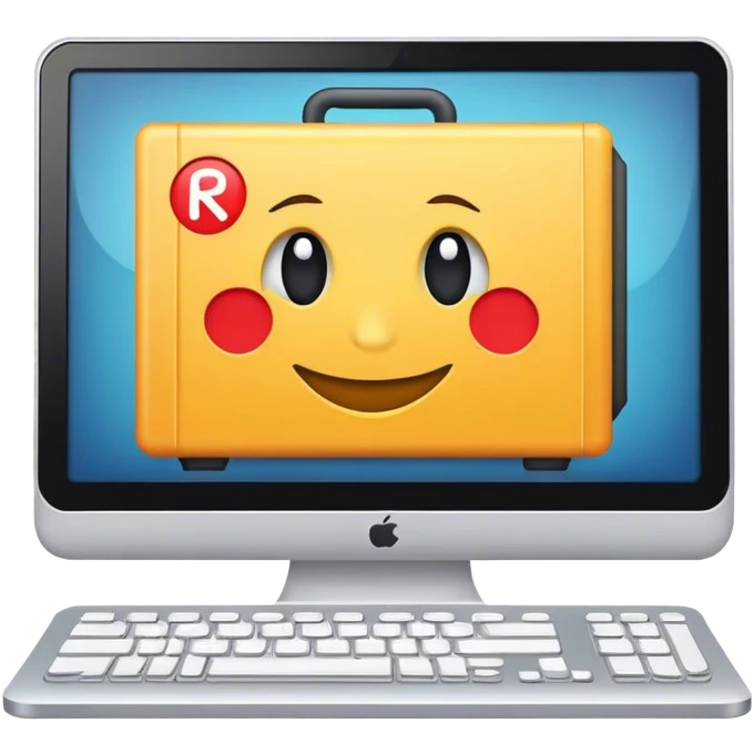computer with reuse logo emoji