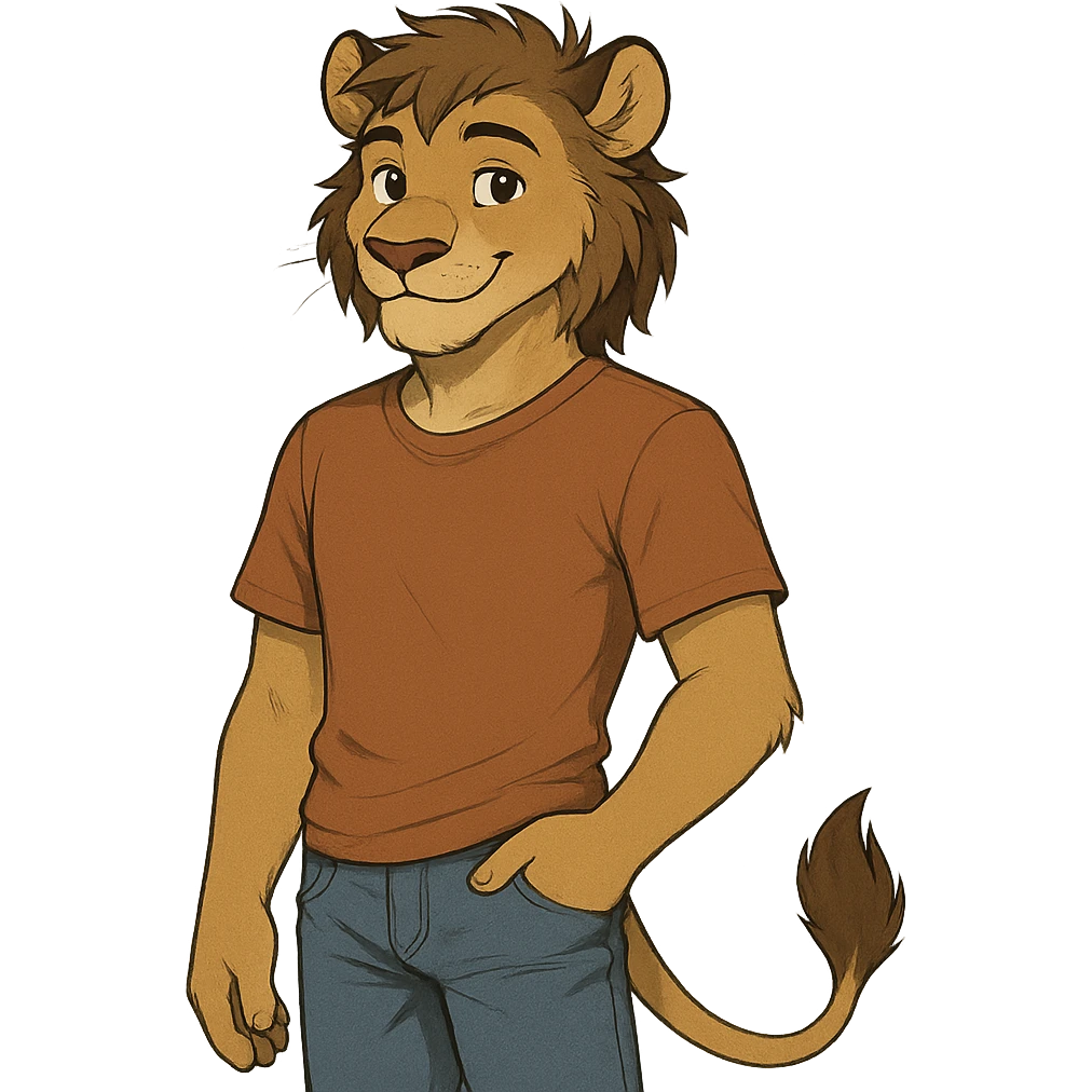 A 20-year-old anthropomorphic lion emoji