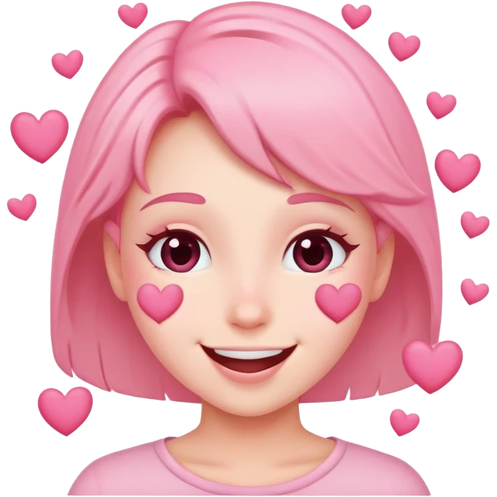 Happy blushed with pink hearts around it  emoji