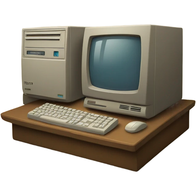 old computer with the screen on, front view emoji
