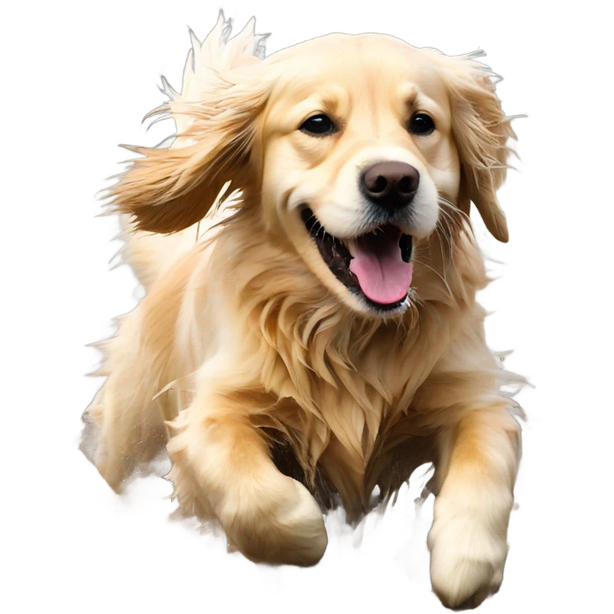 English cream golden retriever splashing in muddy puddle emoji
