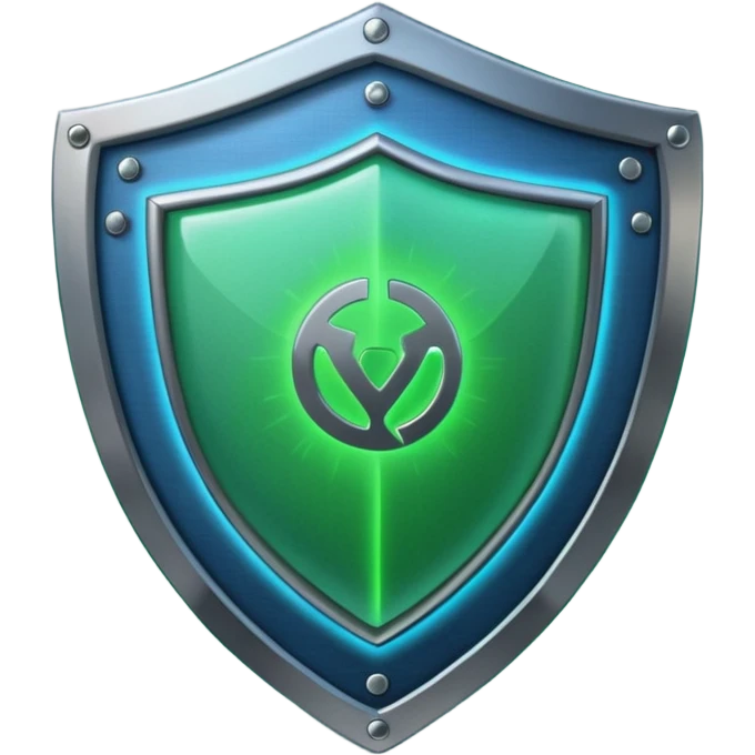generate full blue cyber shield with different  green computer symbols  emoji