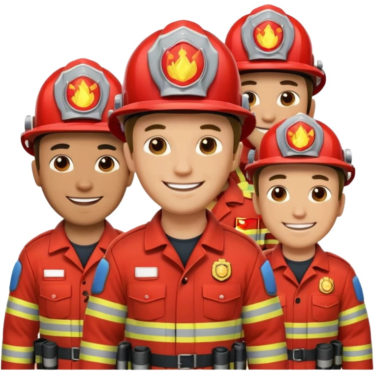 Group male wear fire fighting uniform emoji