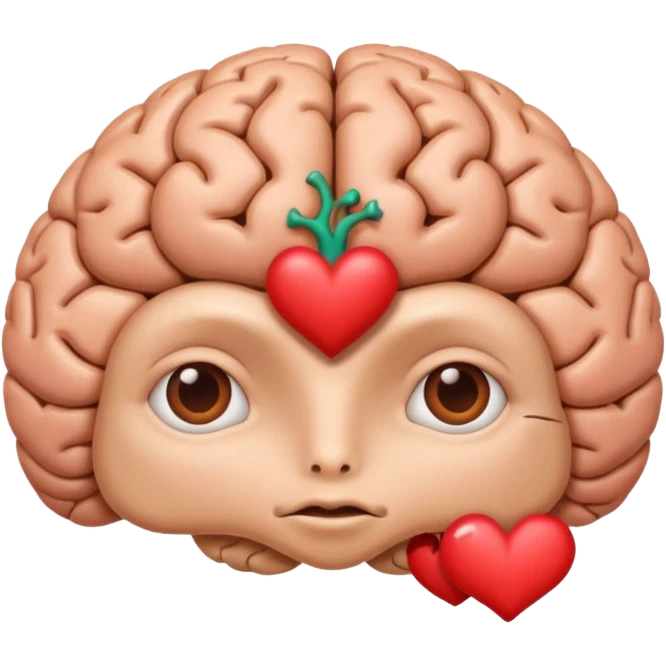 image of the brain with heart eyes  emoji