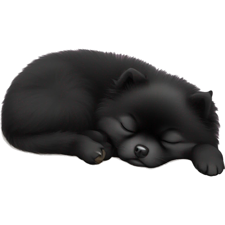 Sleeping black pomeranian emoji