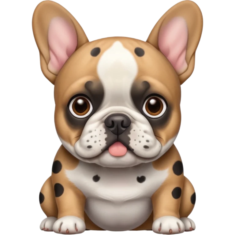 French bulldog that is brown black and gray spots  emoji