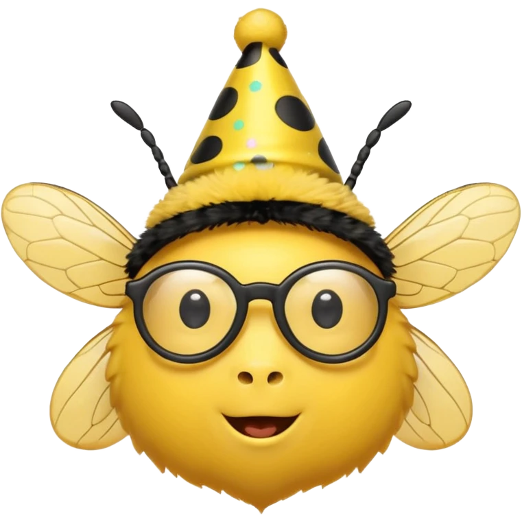 party hat bee with glasses emoji