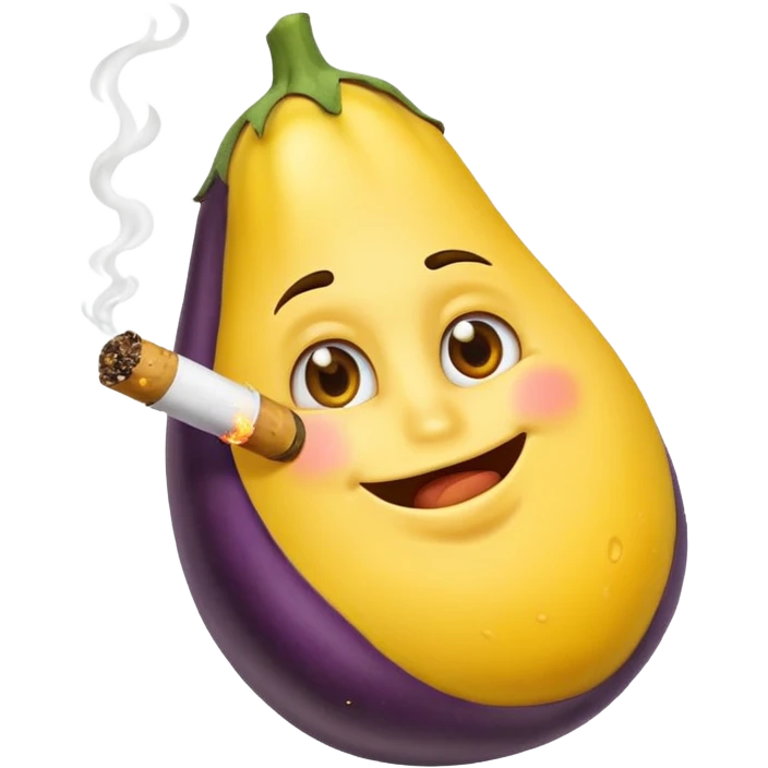 Yellow emoji smoking an eggplant emoji
