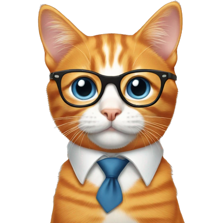 Orange cat with glasses and tie  emoji