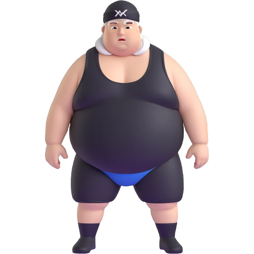 White skin fat guy with black durag in wrestling singlet emoji