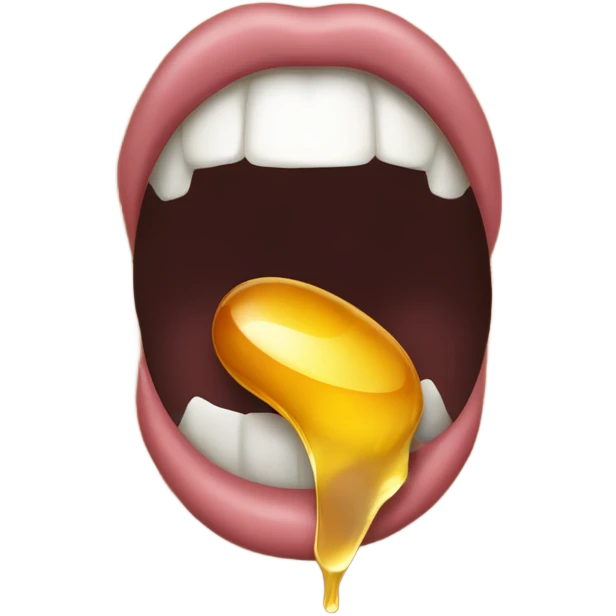 A mouth wide open with honey coming out emoji