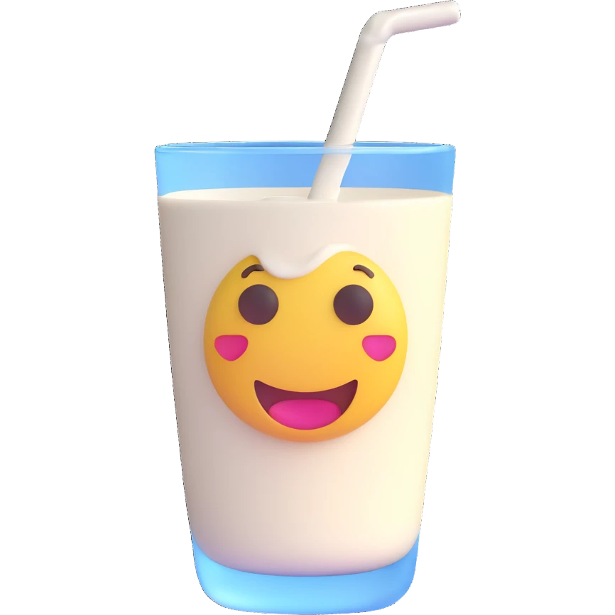 a glass of milk, 3D emoji style emoji