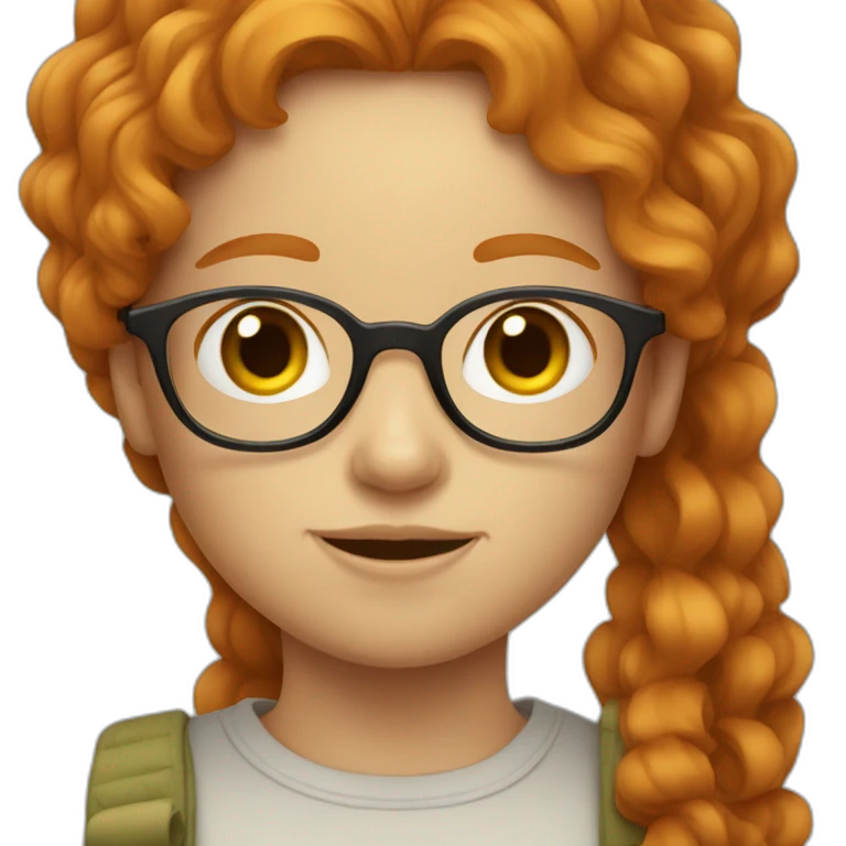 Ginger girl with wavy hair and glasses emoji