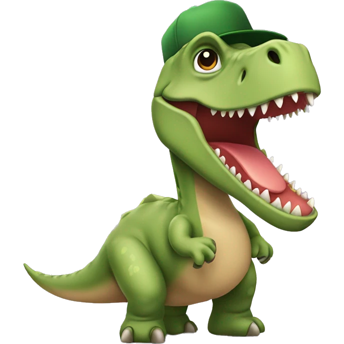 Dinosaurio esquiando con gorro de fiesta emoji