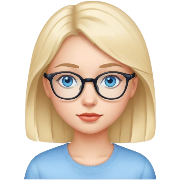 Realistic Blue eyes girl with glasses emoji