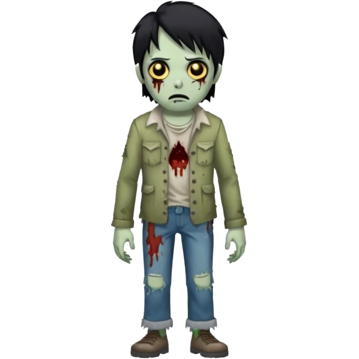 Zombie com cabelo preto emoji